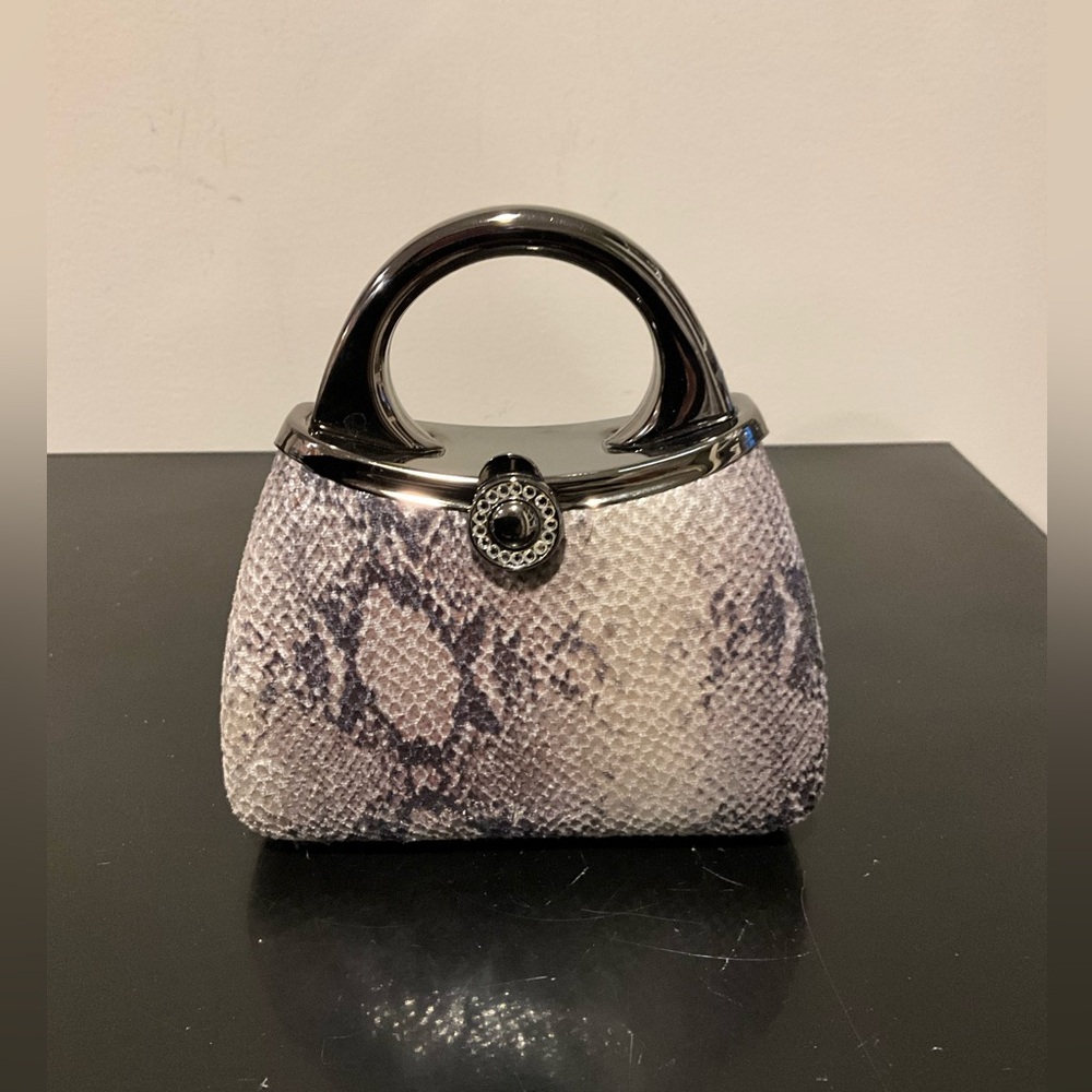 Sasha Elegant Snake Print Handbag with Black Accents